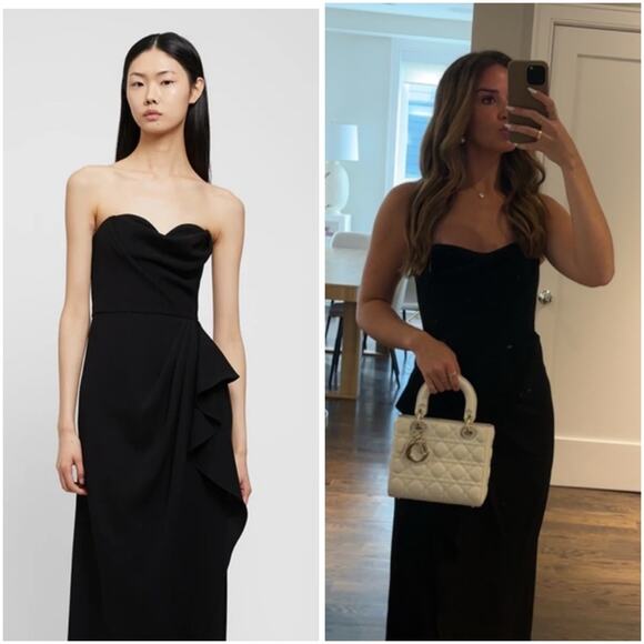 Jonathan Simkhai Keelan Black Strapless Bustier Midi Dress 2 - Picture 1 of 11